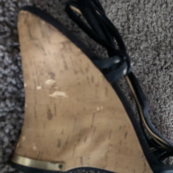 Enzo Angiolini Strappy Black Wedges Sandals SZ 9 - Picture 6 of 8